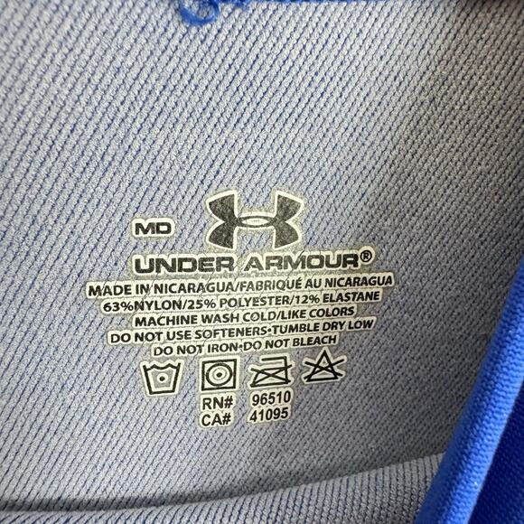 Under Armour Royal Blue Nylon Blend Long Sleeve Mock Neck Athletic Base Layer M - Picture 3 of 3